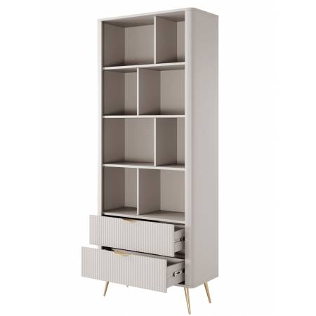 Regał z ryflowanymi frontami beżowy zaokrąglone boki LANETT